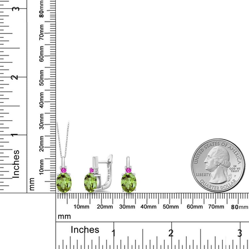 Peridot - August_Pendant Earrings Set in 925 Sterling Silver