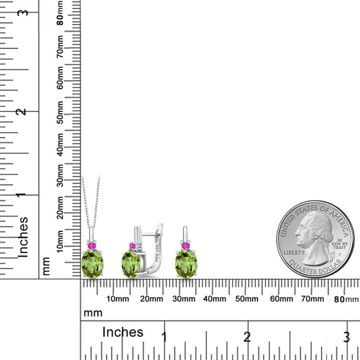 Peridot - August_Pendant Earrings Set in 925 Sterling Silver