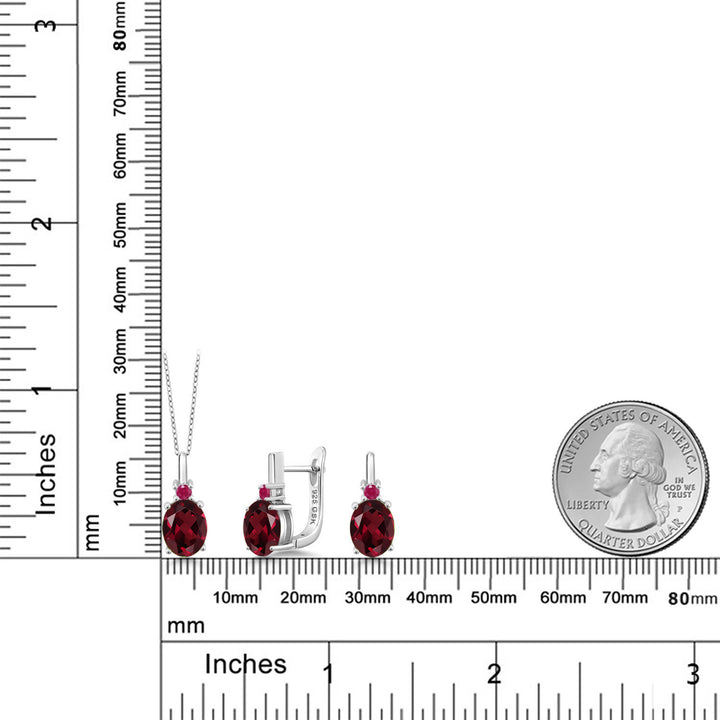 Rhodolite Garnet_Pendant Earrings Set in 925 Sterling Silver