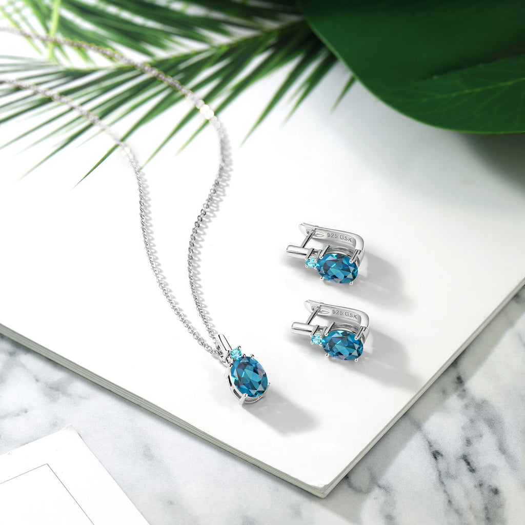 Topaz - November_Pendant Earrings Set in 925 Sterling Silver