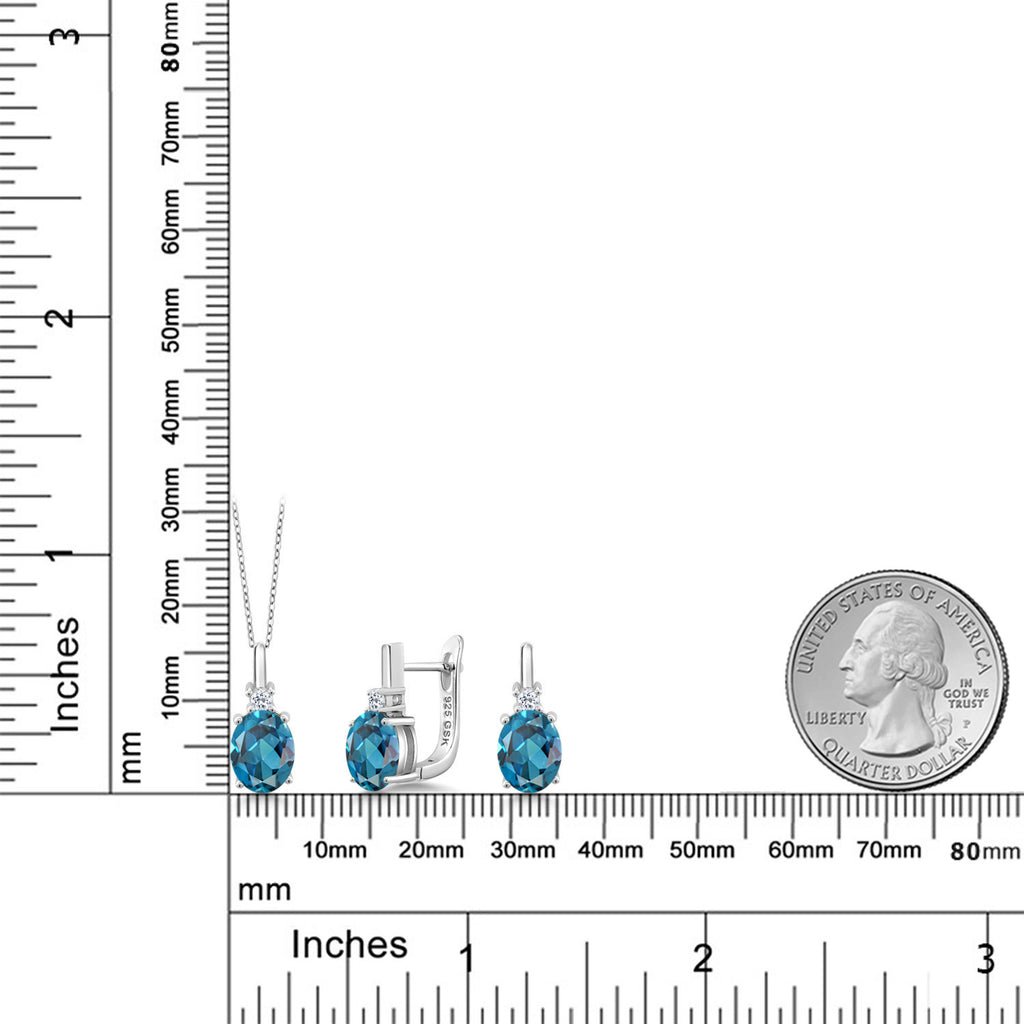 Topaz - November_Pendant Earrings Set in 925 Sterling Silver