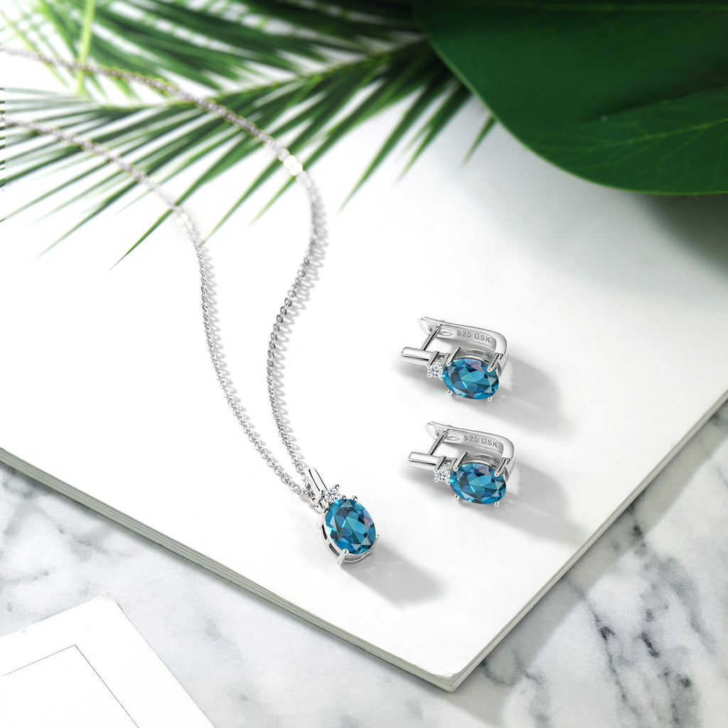 Topaz - November_Pendant Earrings Set in 925 Sterling Silver