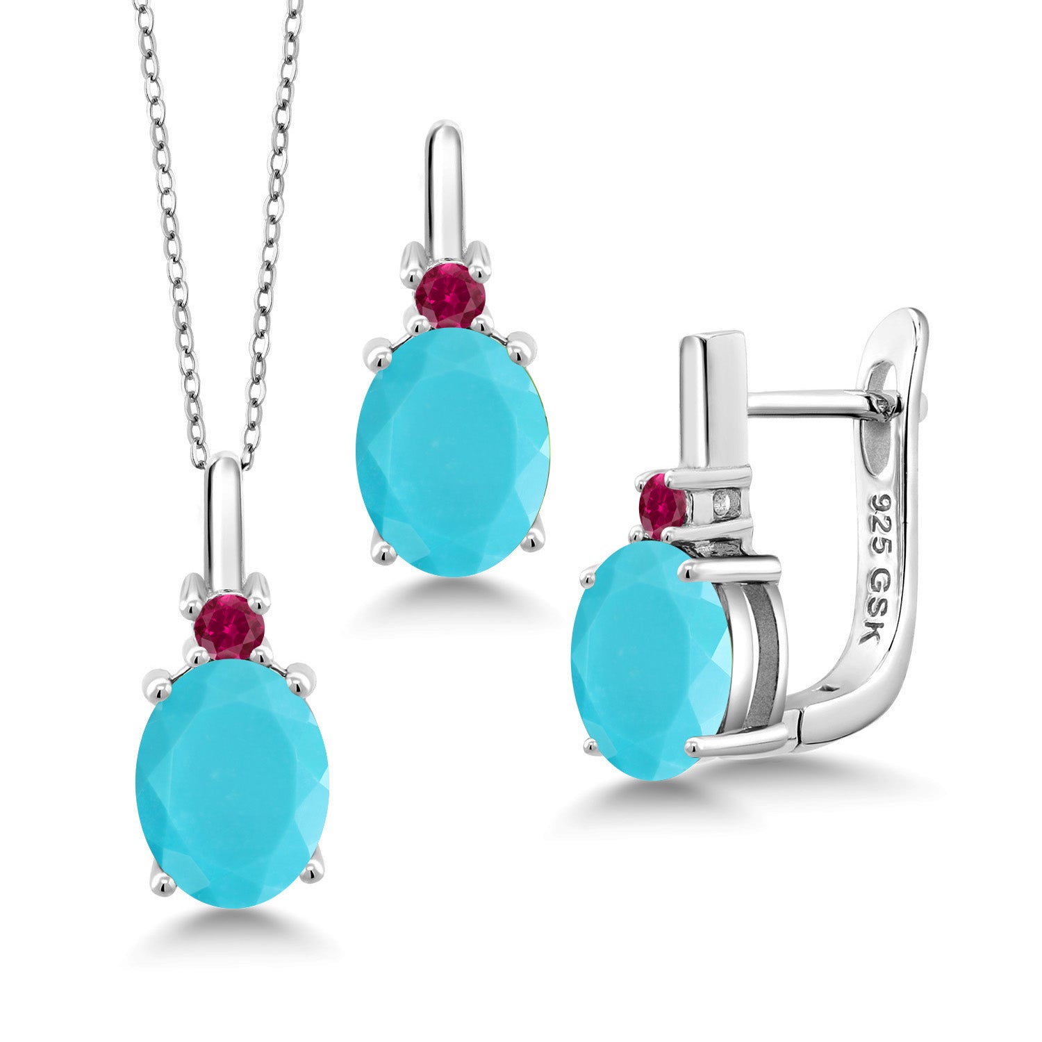Turquoise_Pendant Earrings Set in 925 Sterling Silver