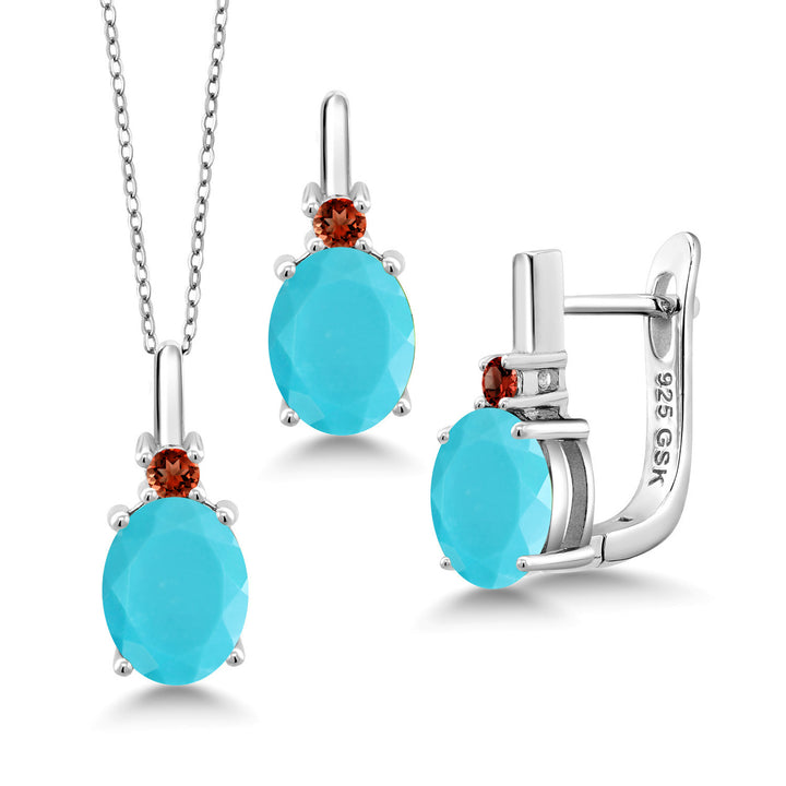 Turquoise_Pendant Earrings Set in 925 Sterling Silver
