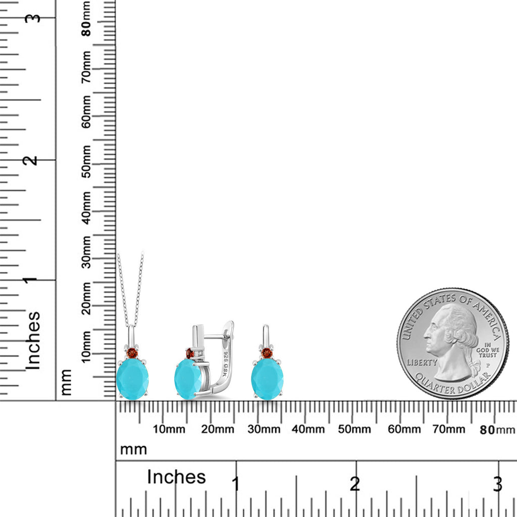 Turquoise_Pendant Earrings Set in 925 Sterling Silver