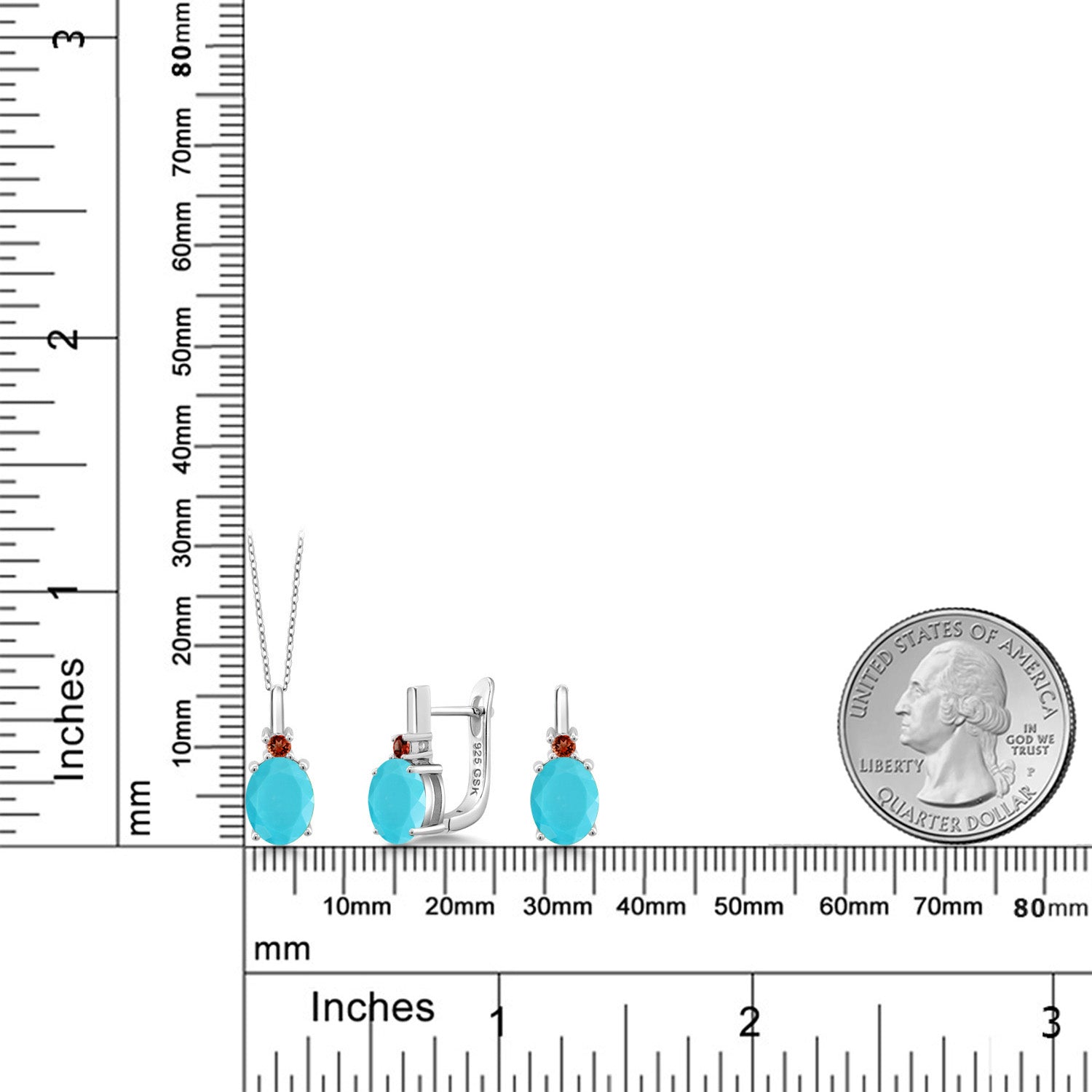 Turquoise_Pendant Earrings Set in 925 Sterling Silver