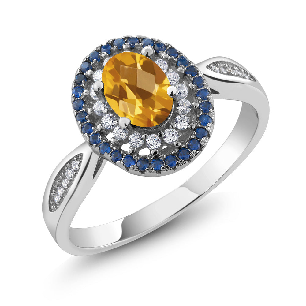 Citrine-Checkerboard - November_5_Ring in 925 Sterling Silver