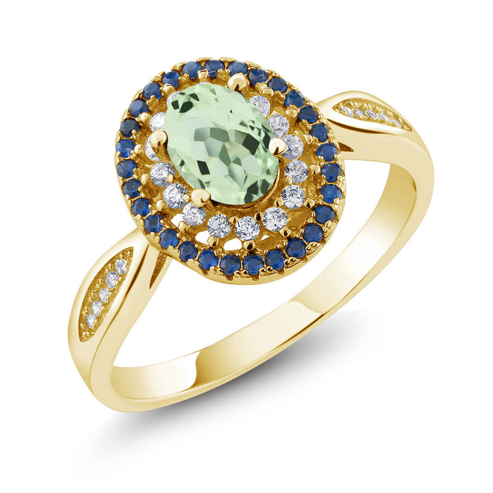 Prasiolite_5_Ring in 925 Yellow Gold Plated Silver