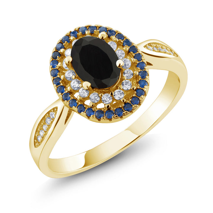 Onyx_5_Ring in 925 Yellow Gold Plated Silver