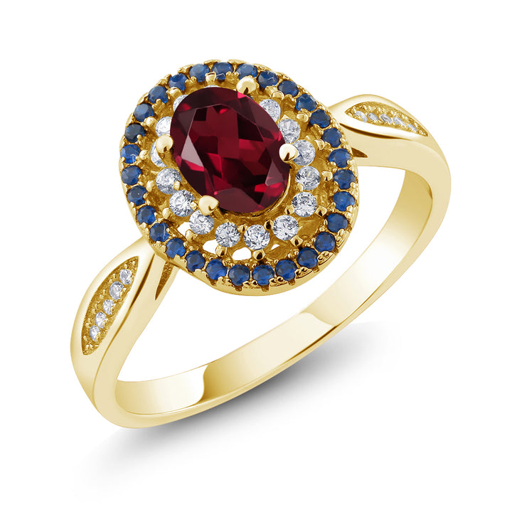Rhodolite Garnet_5_Ring in 925 Yellow Gold Plated Silver