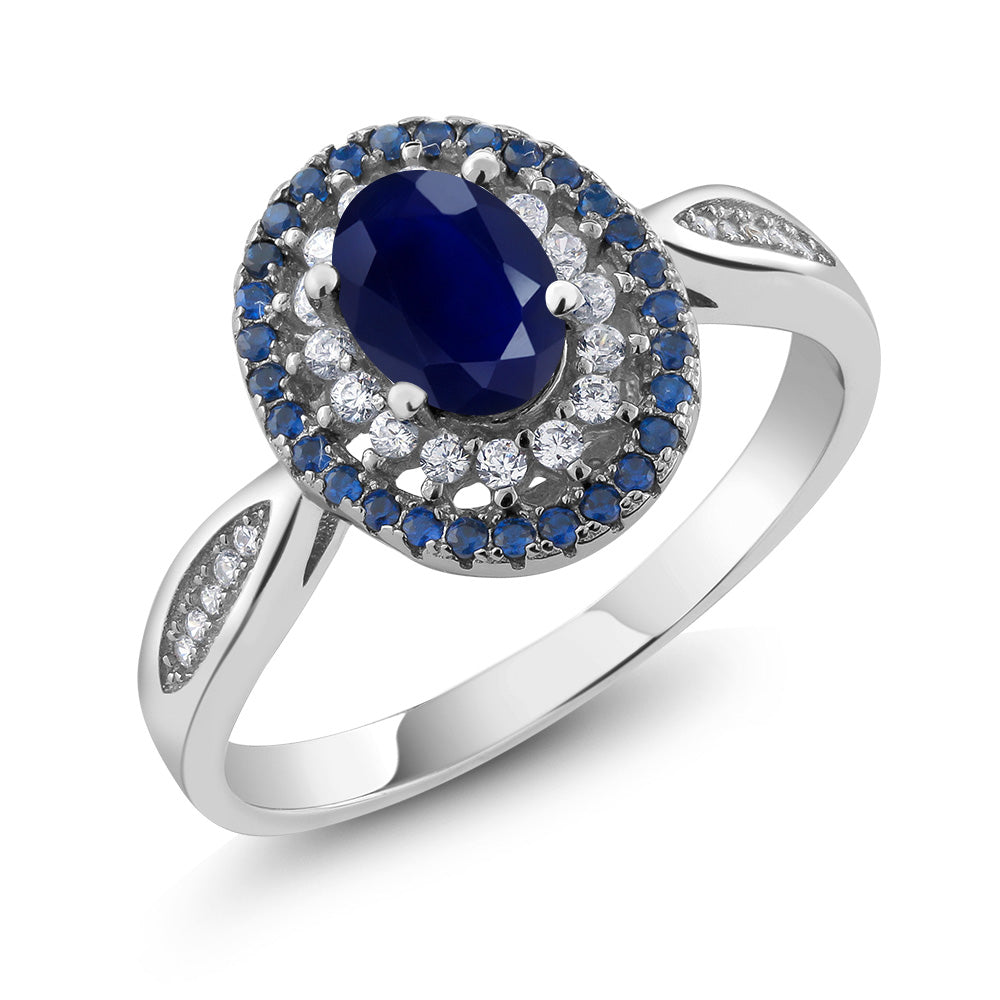 Blue Sapphire - September_7_Ring in 925 Sterling Silver