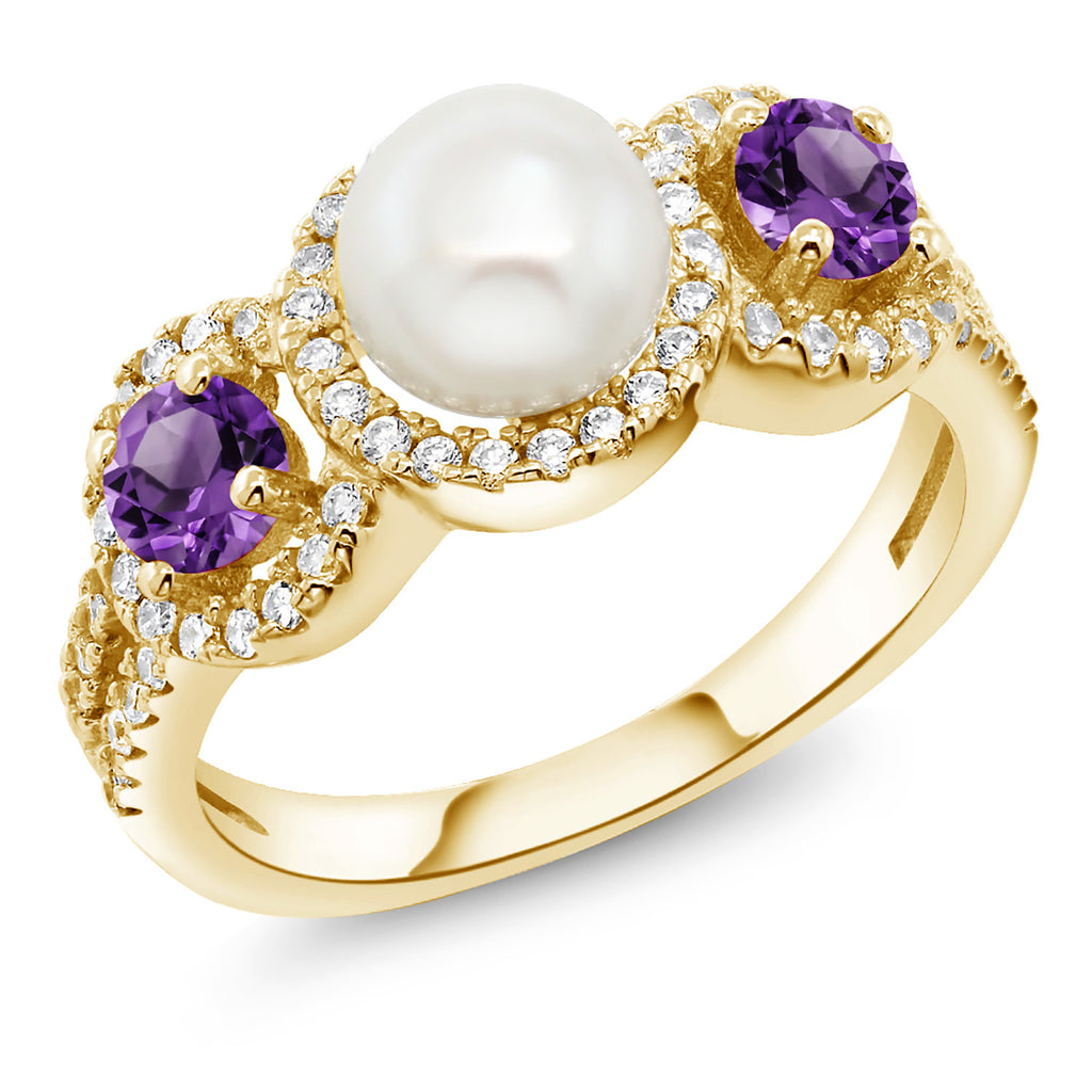 Amethyst_5_Ring in 925 Yellow Gold Plated Silver