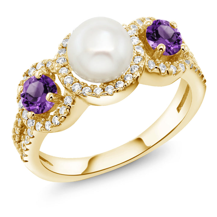 Amethyst_5_Ring in 925 Yellow Gold Plated Silver