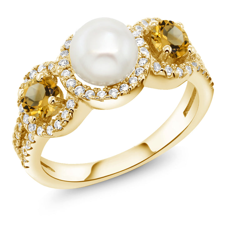 Citrine_5_Ring in 925 Yellow Gold Plated Silver