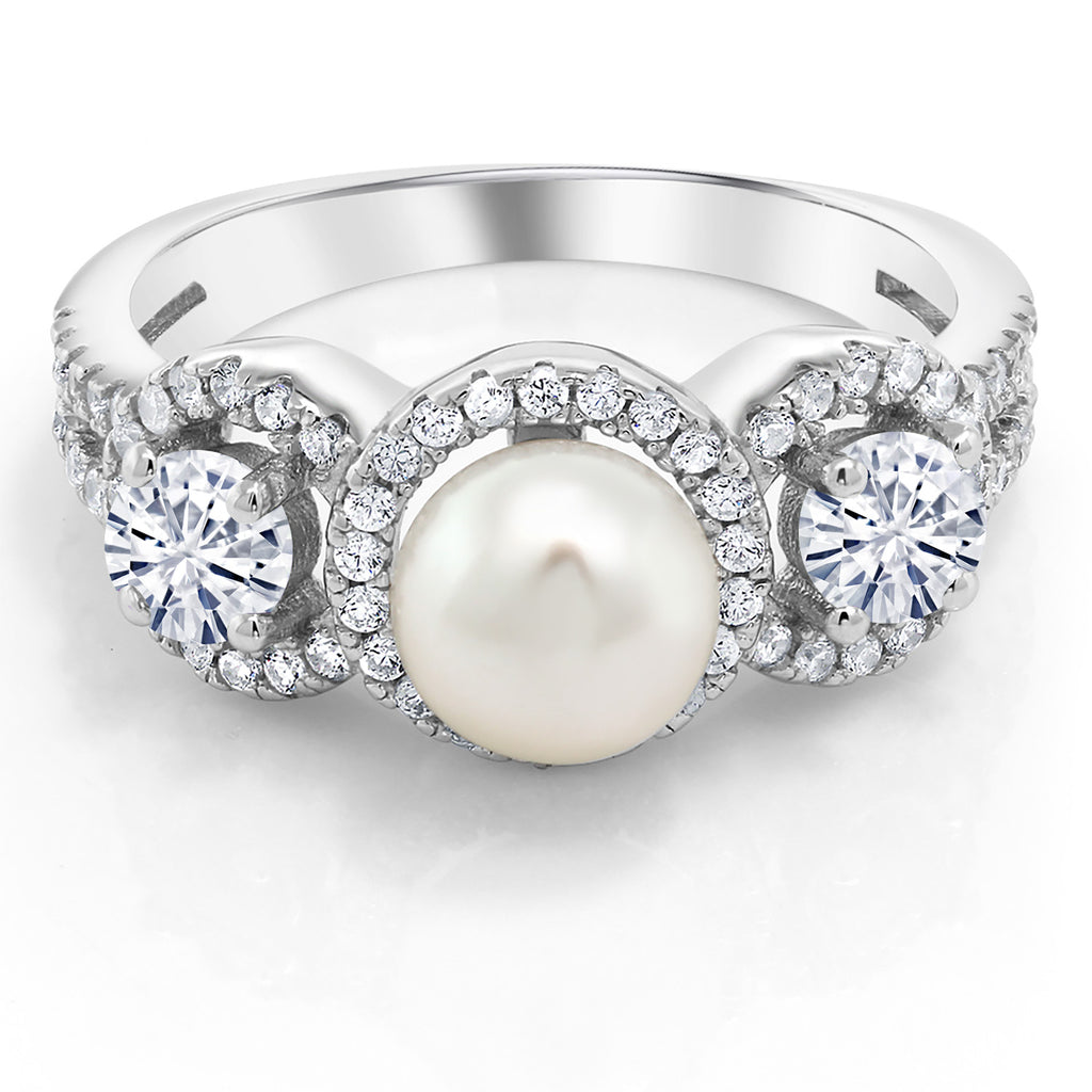 White Moissanite - April_8_Ring in 925 Sterling Silver