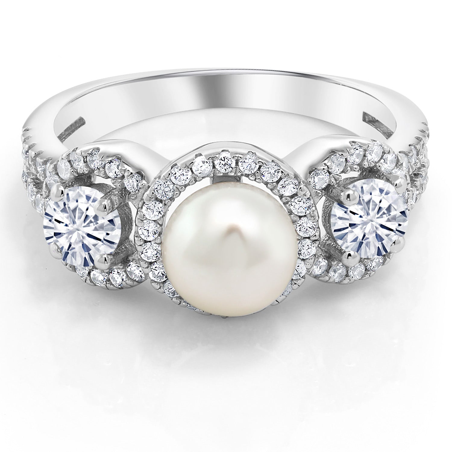 White Moissanite - April_8_Ring in 925 Sterling Silver