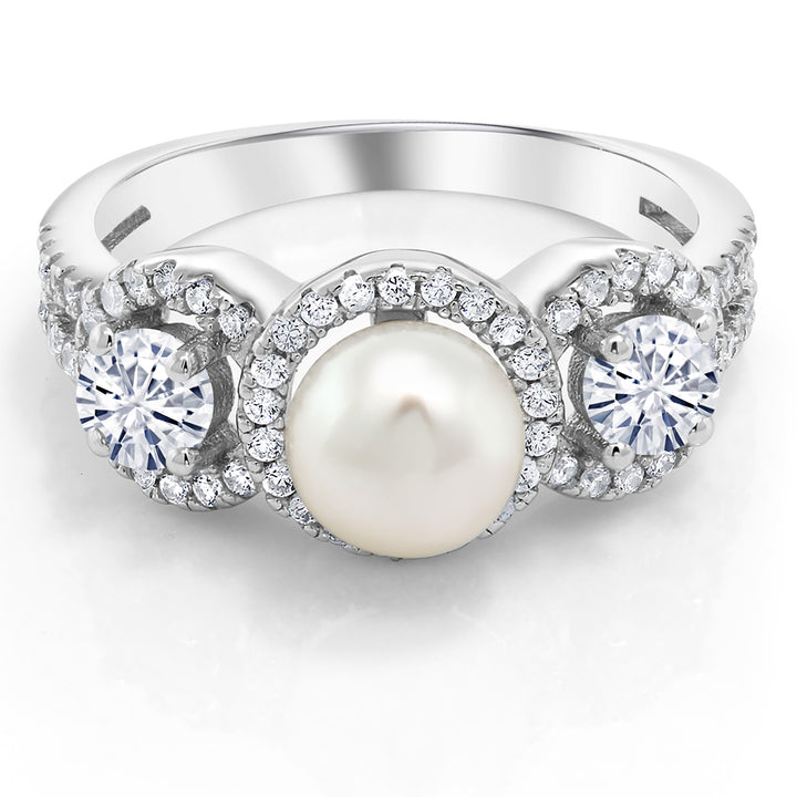 White Moissanite - April_8_Ring in 925 Sterling Silver