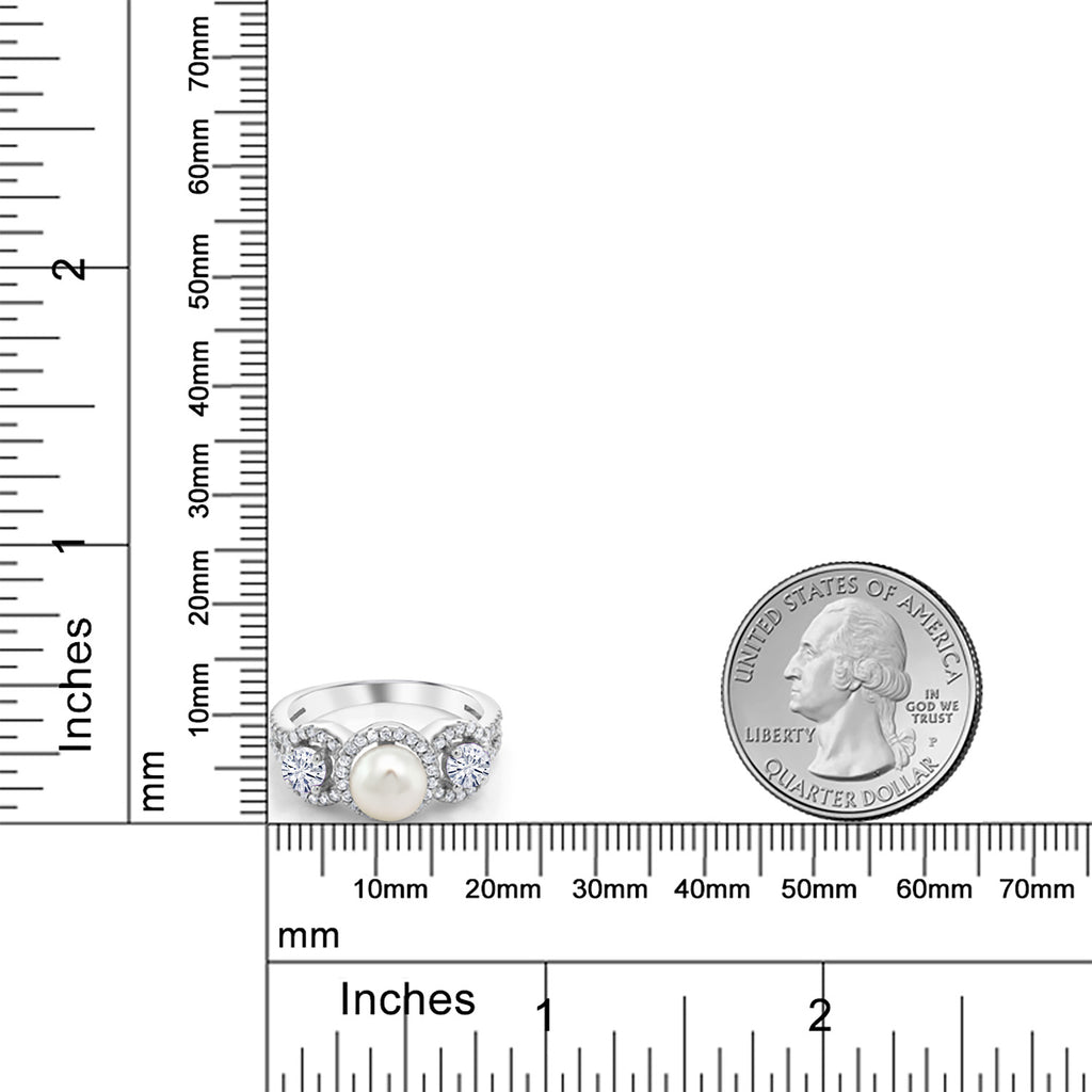 White Moissanite - April_8_Ring in 925 Sterling Silver