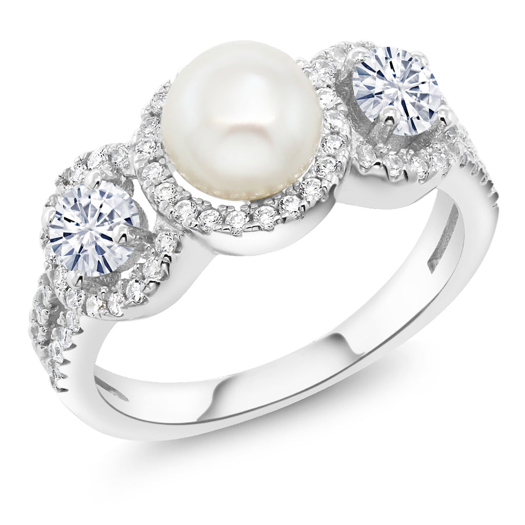White Moissanite_9_Ring in 925 Sterling Silver