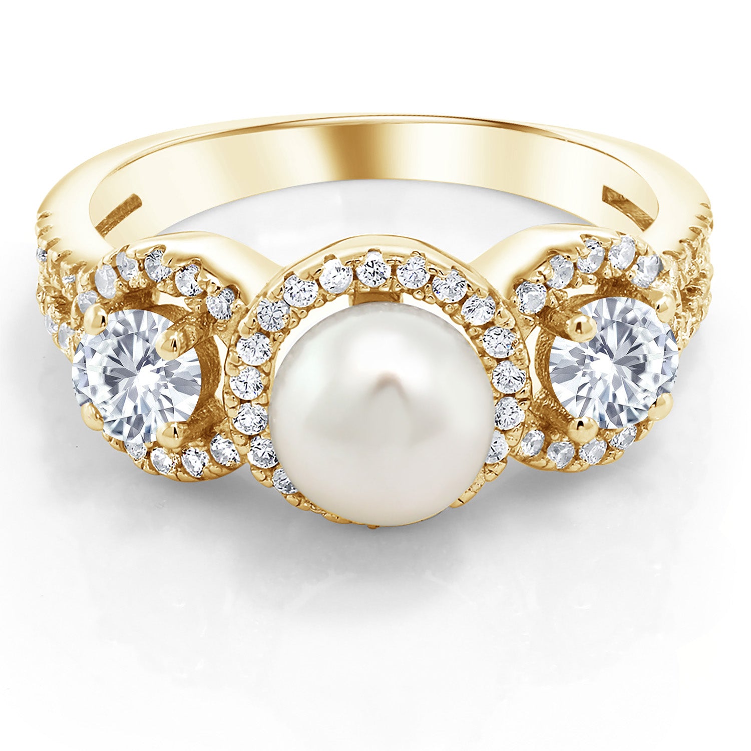 White Moissanite - April_7_Ring in 925 Yellow Gold Plated Silver