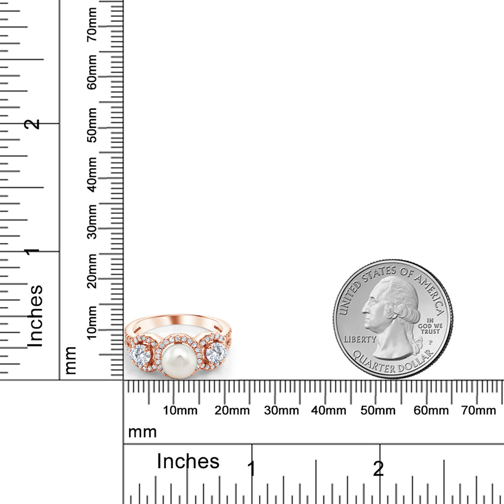 White Moissanite - April_7_Ring in 925 Rose Gold Plated Silver