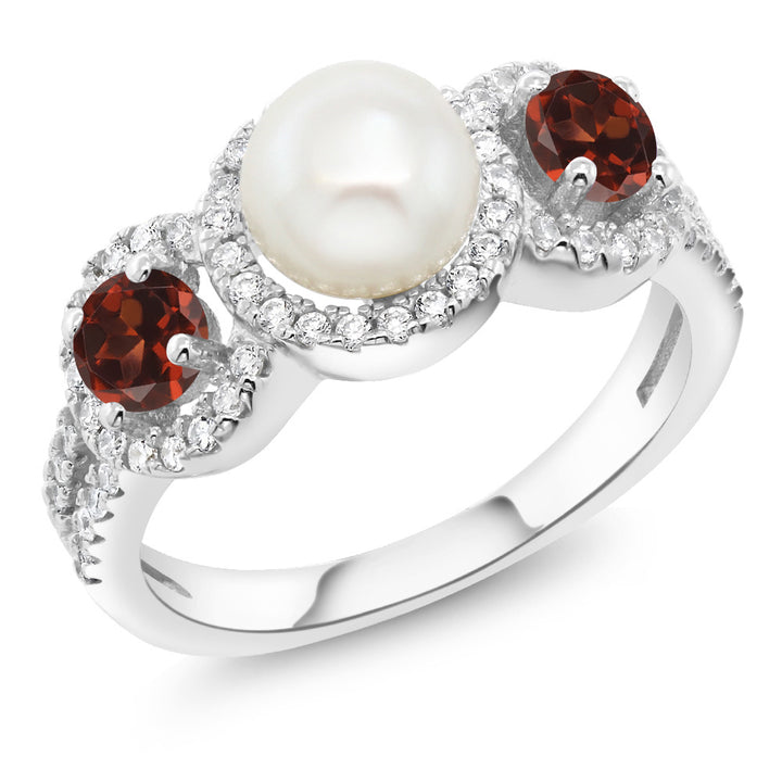 Garnet_5_Ring in 925 Sterling Silver