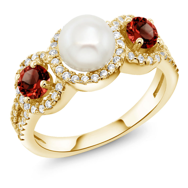 Garnet_5_Ring in 925 Yellow Gold Plated Silver