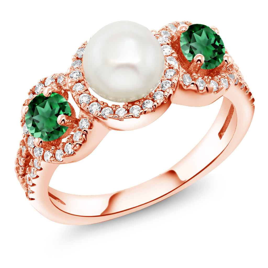 Nano Emerald - May_9_Ring in 925 Rose Gold Plated Silver
