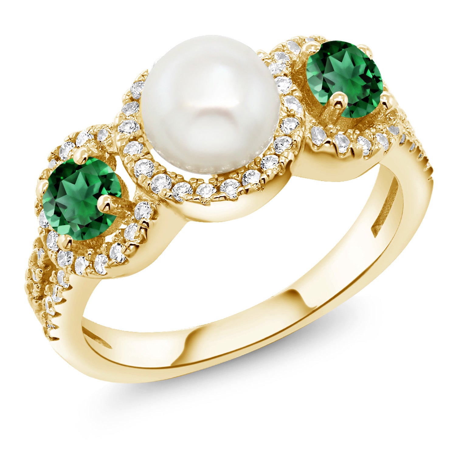 Nano Emerald - May_6_Ring in 925 Yellow Gold Plated Silver
