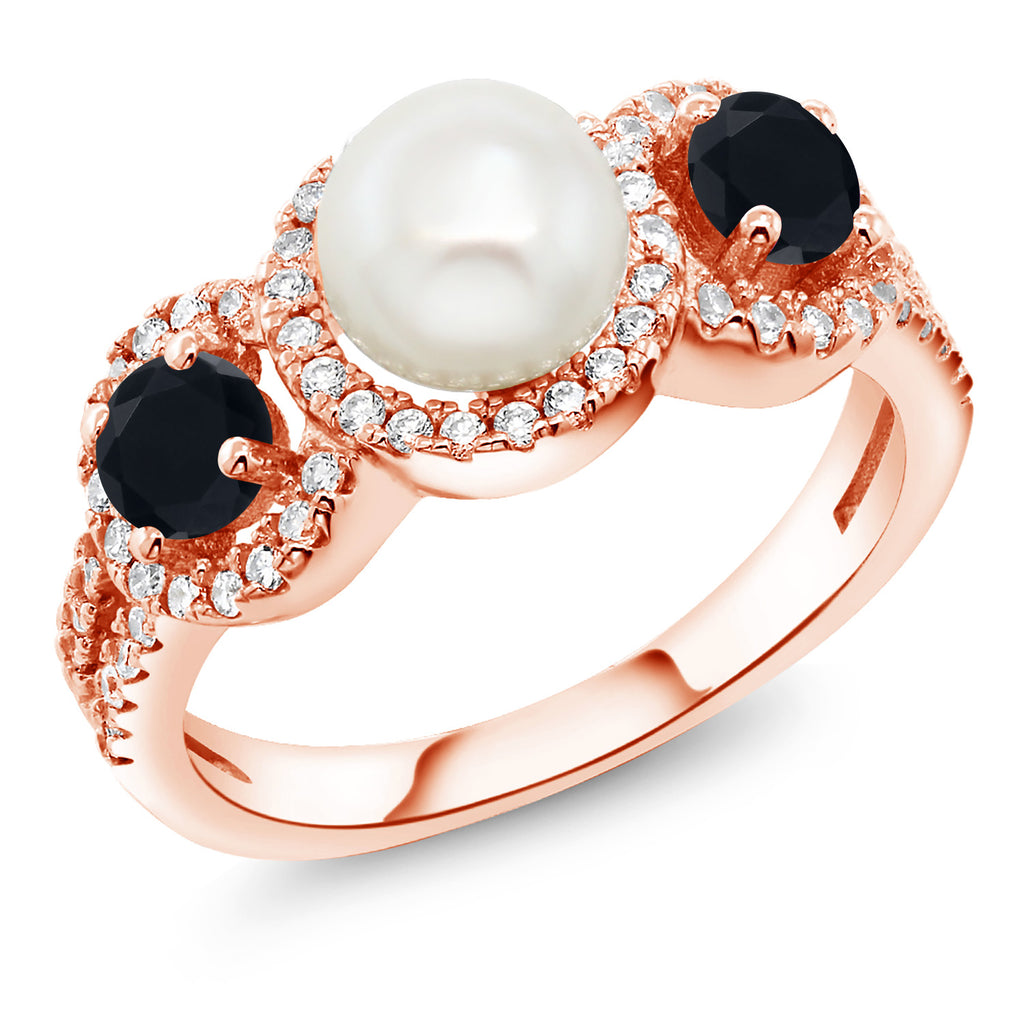 Onyx - December_7_Ring in 925 Rose Gold Plated Silver