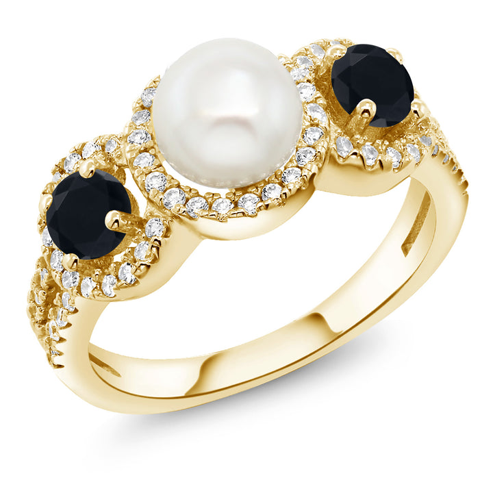 Onyx_5_Ring in 925 Yellow Gold Plated Silver