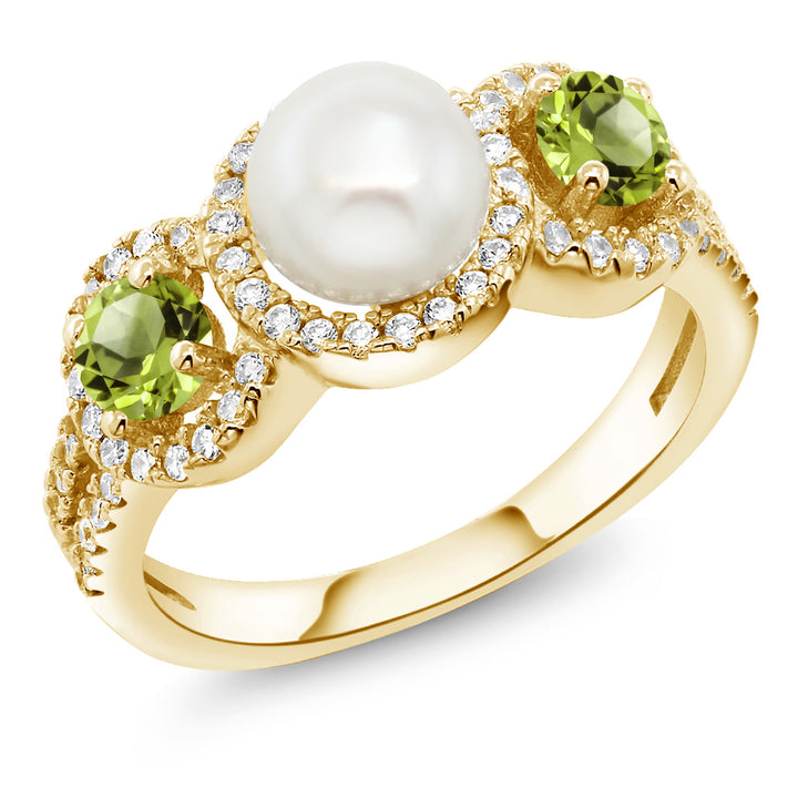 Peridot_5_Ring in 925 Yellow Gold Plated Silver