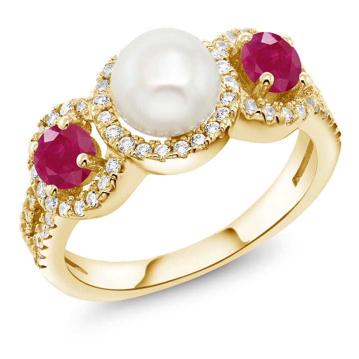 Ruby - July_5_Ring in 925 Yellow Gold Plated Silver