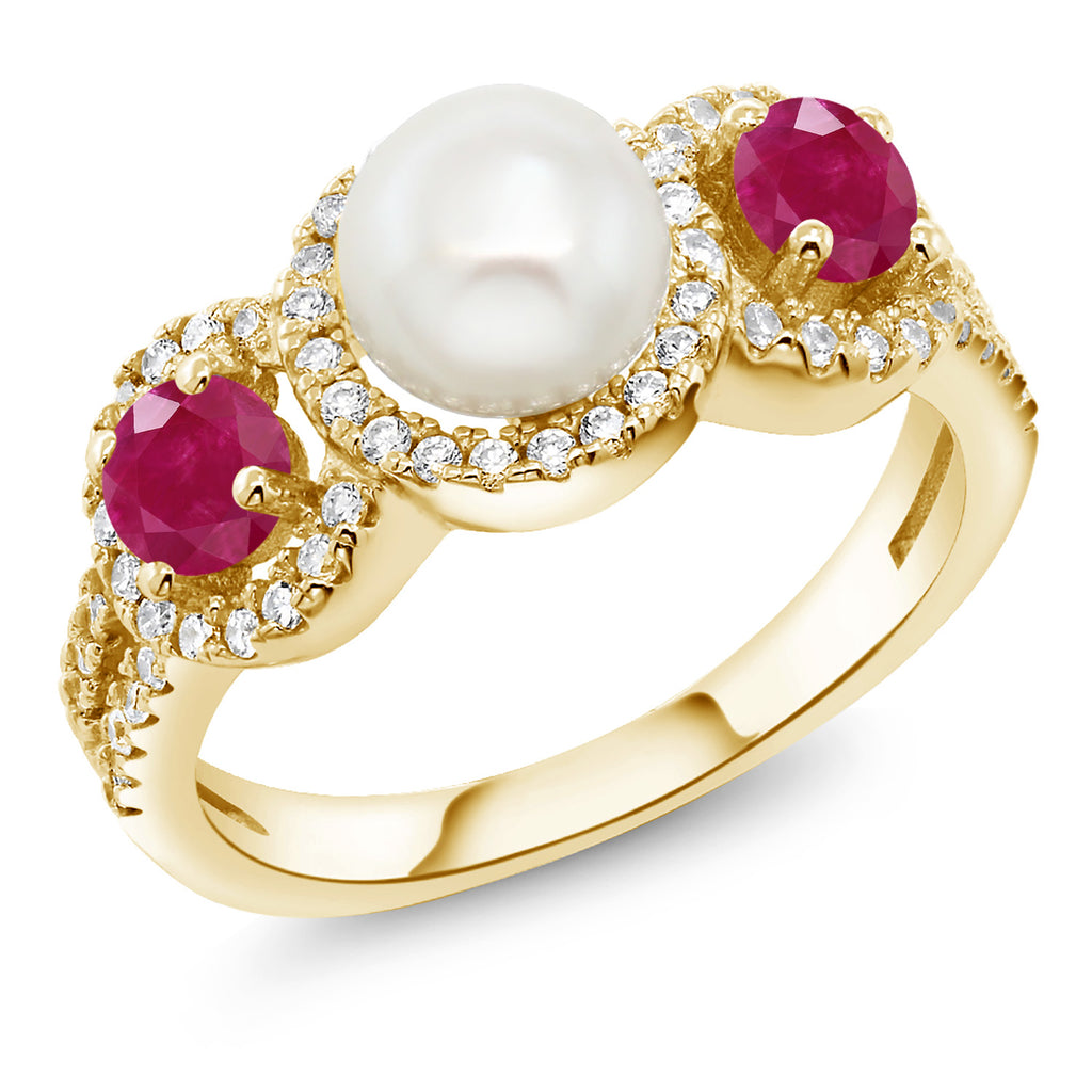 Ruby_6_Ring in 925 Yellow Gold Plated Silver