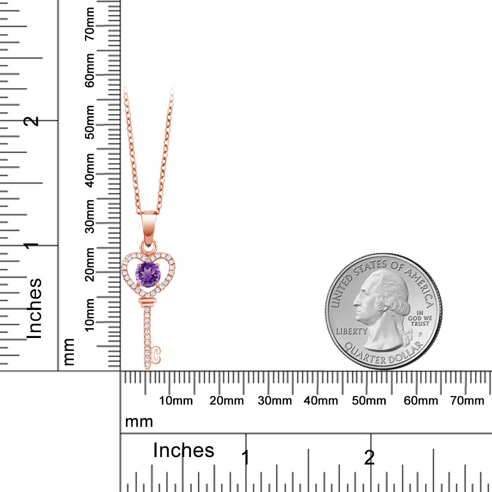 Amethyst - February_Pendant in 925 Rose Gold Plated Silver