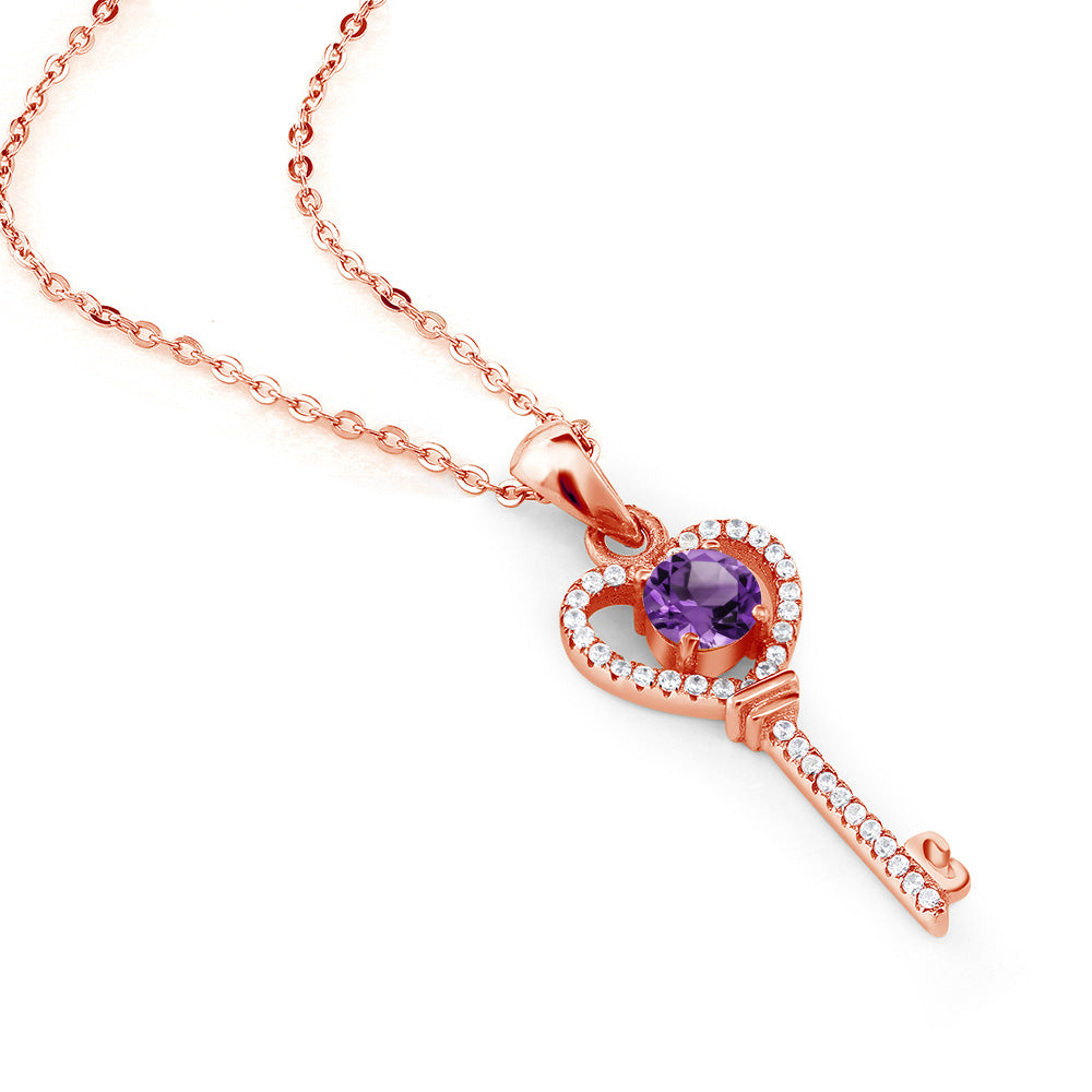 Amethyst - February_Pendant in 925 Rose Gold Plated Silver