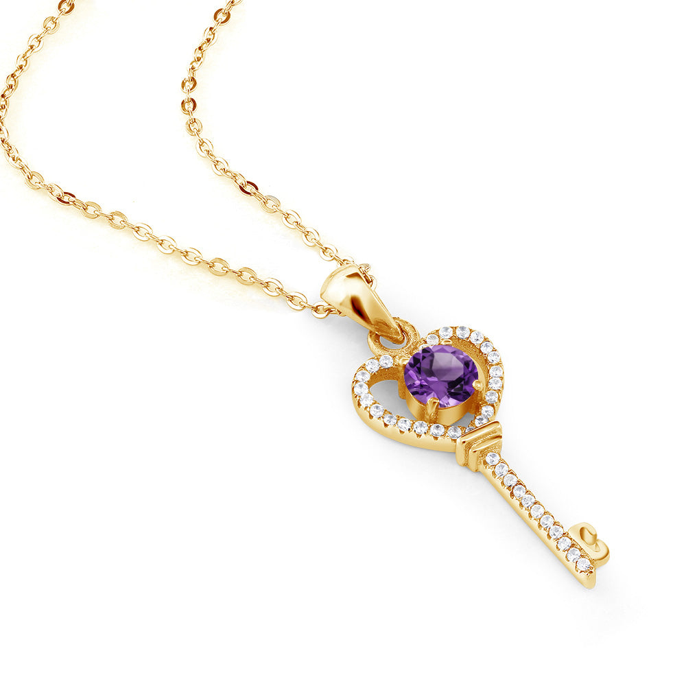 Amethyst - February_Pendant in 925 Yellow Gold Plated Silver