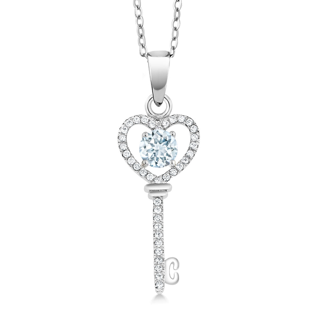 Aquamarine - March_Pendant in 925 Sterling Silver