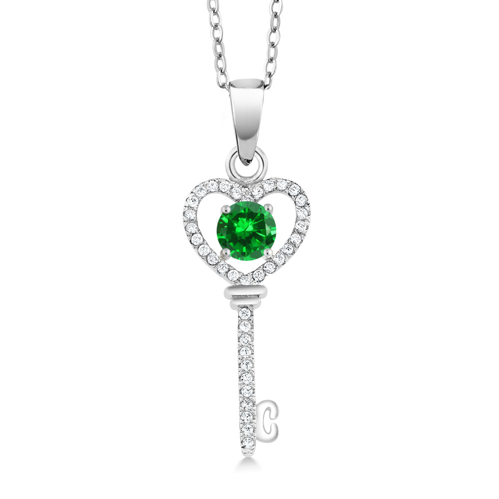 Created Emerald - May_Pendant in 925 Sterling Silver