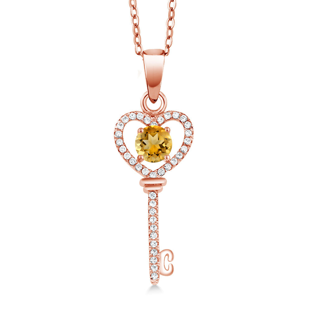 Citrine - November_Pendant in 925 Rose Gold Plated Silver