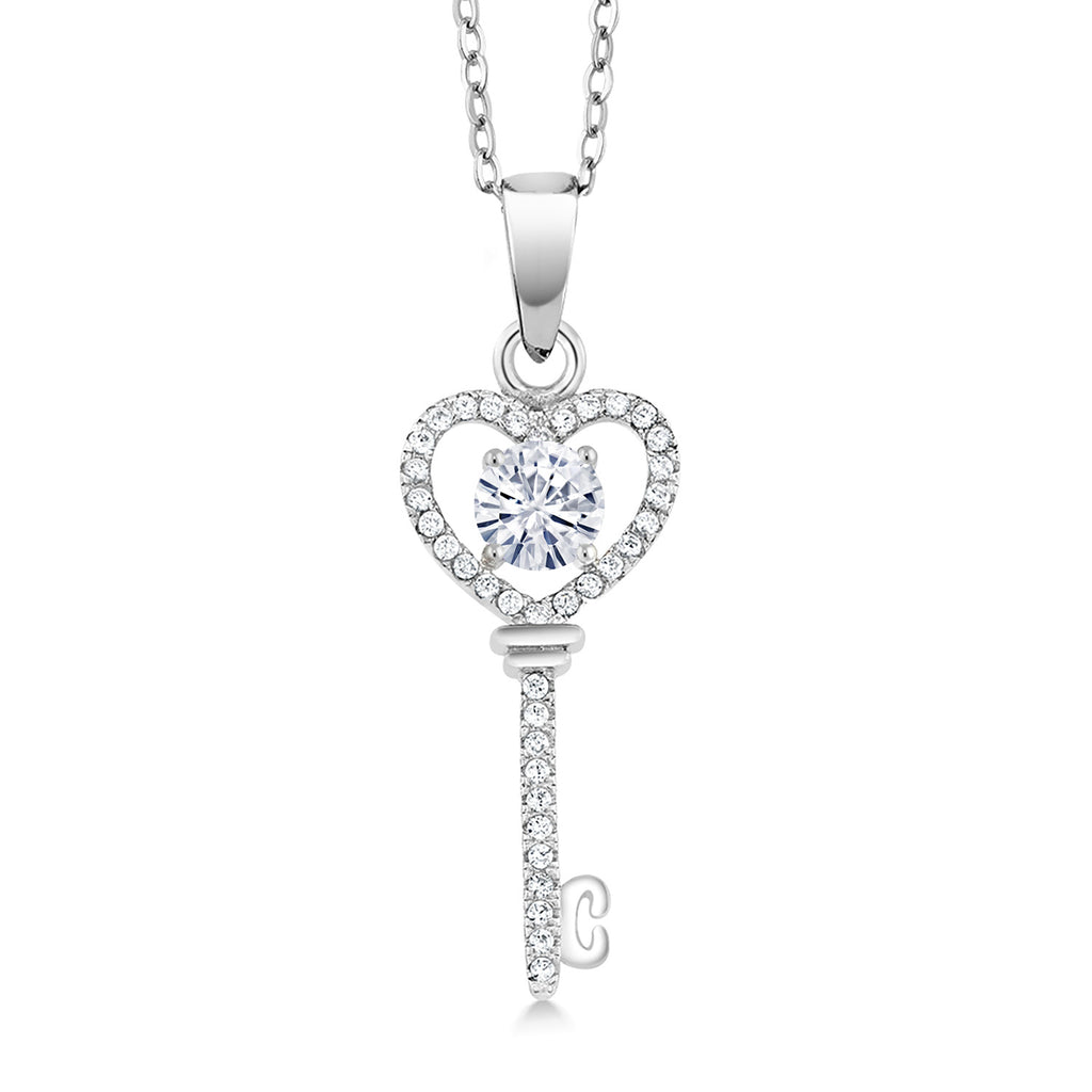 White Moissanite - April_Pendant in 925 Sterling Silver