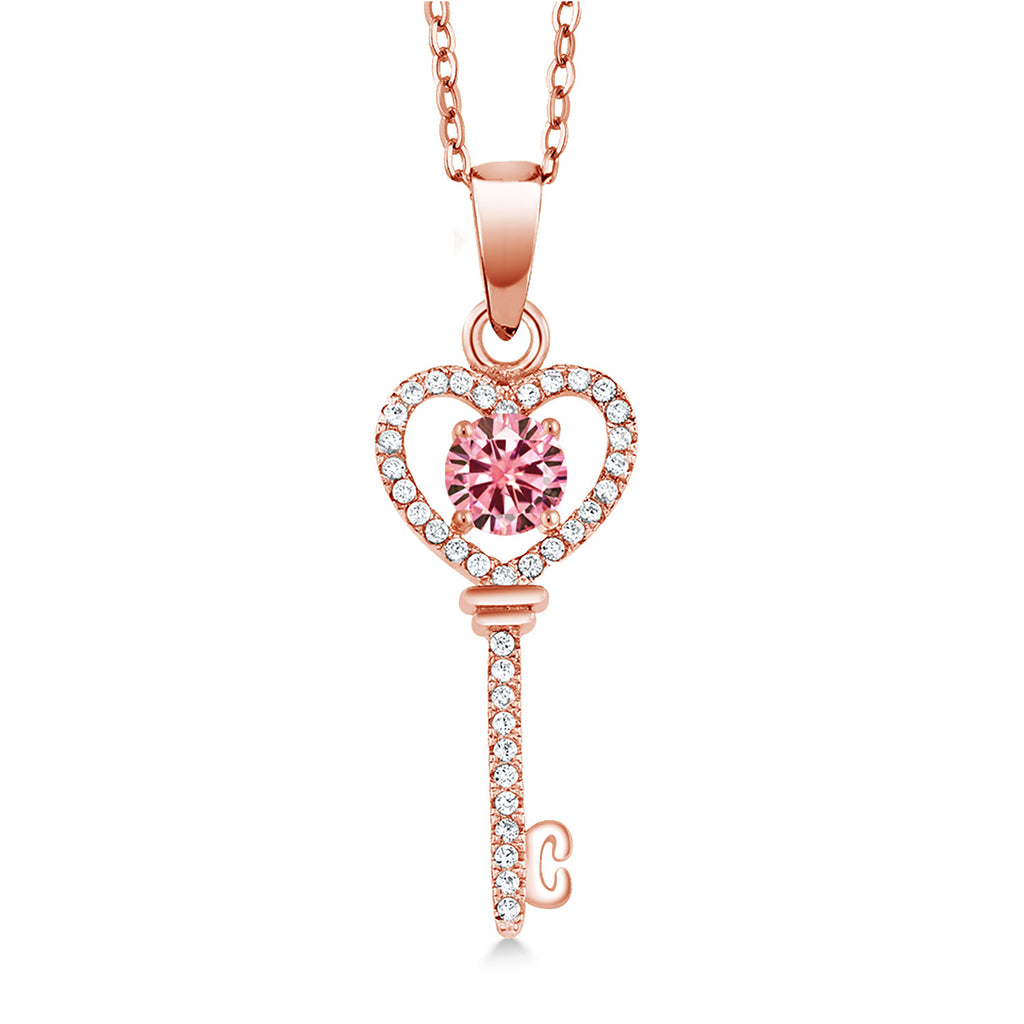 Pink Moissanite - April_Pendant in 925 Rose Gold Plated Silver