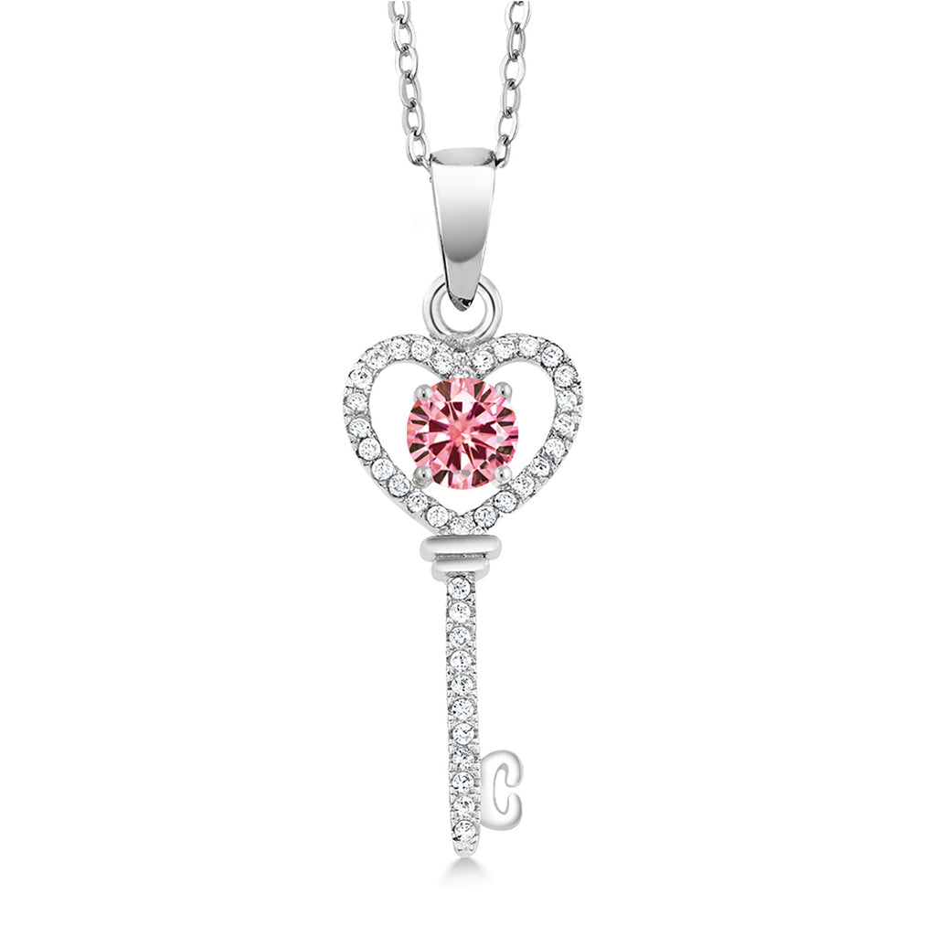 Pink Moissanite - April_Pendant in 925 Sterling Silver