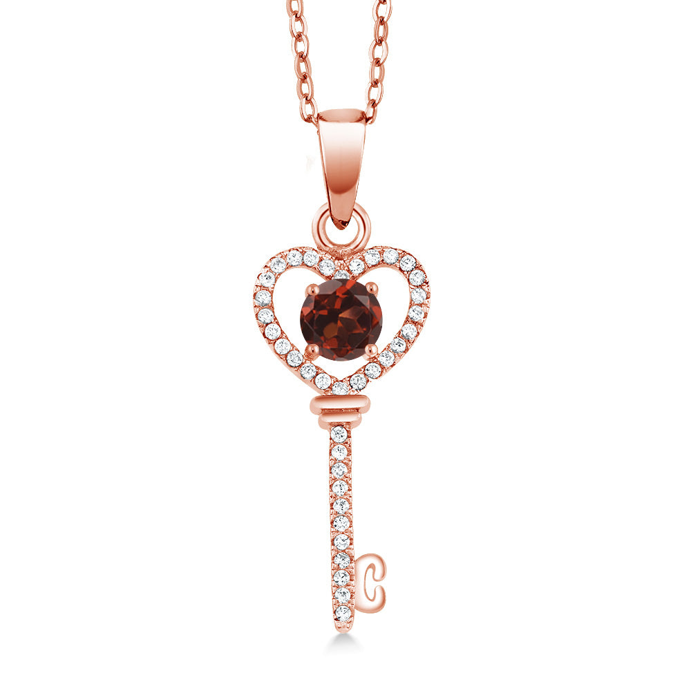 Garnet - January_Pendant in 925 Rose Gold Plated Silver