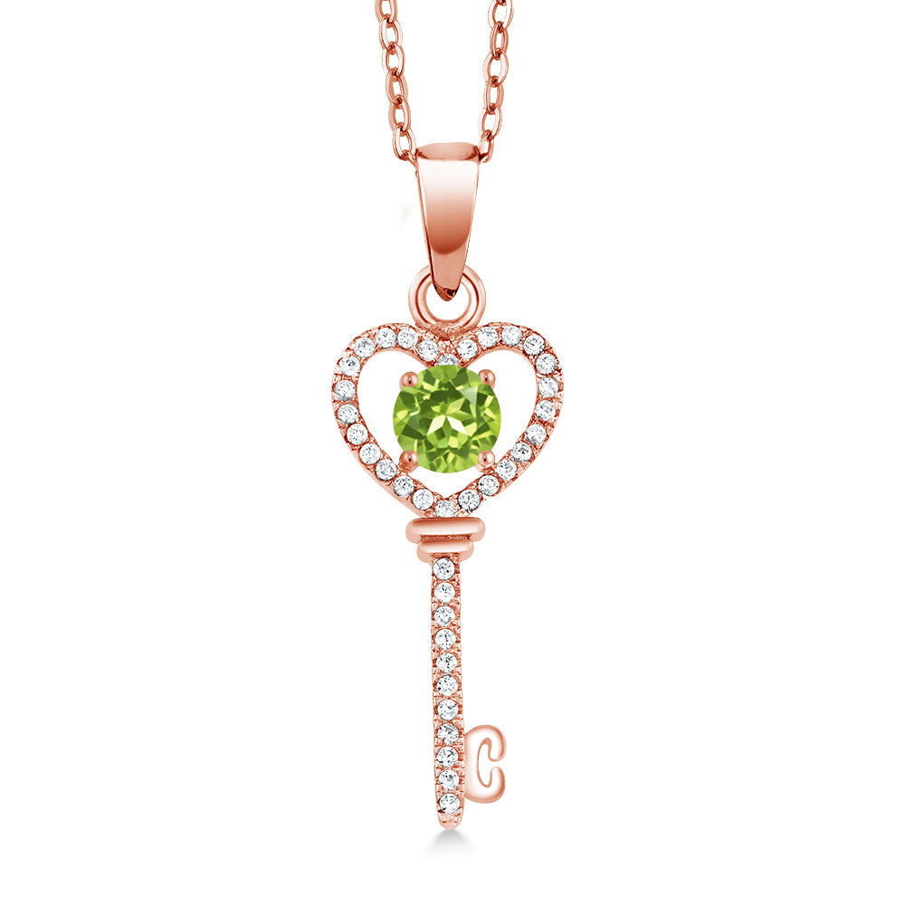 Peridot - August_Pendant in 925 Rose Gold Plated Silver
