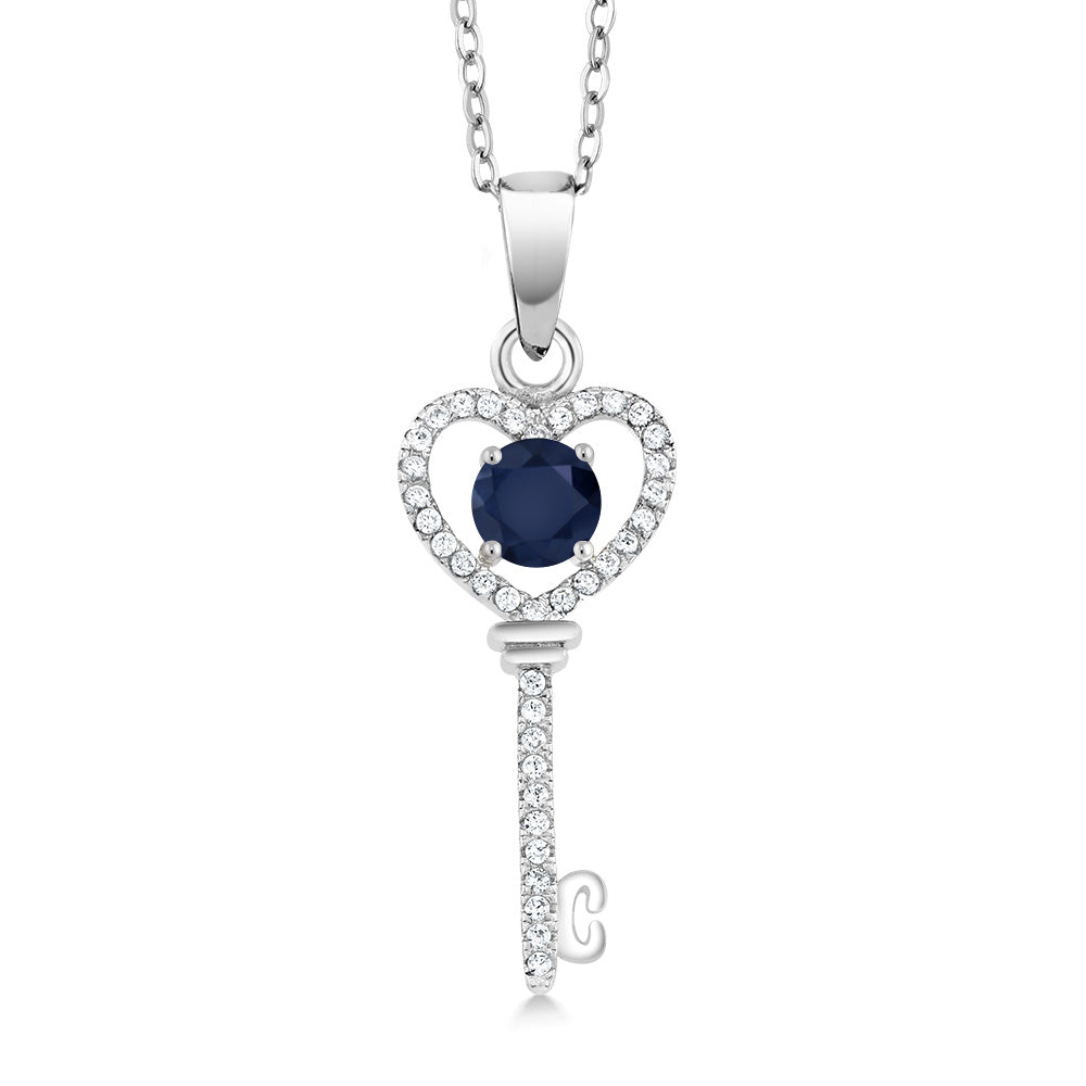 Blue Sapphire - September_Pendant in 925 Sterling Silver