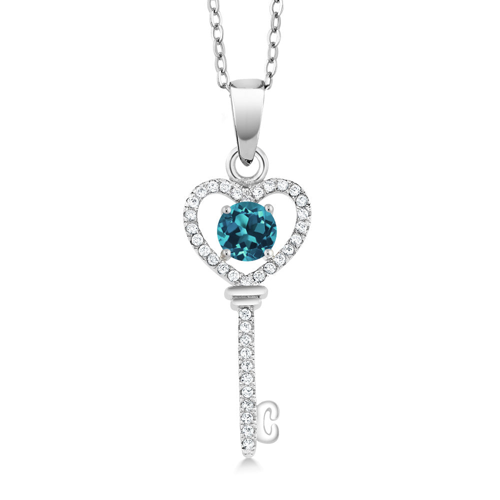 London Blue Topaz - November_Pendant in 925 Sterling Silver