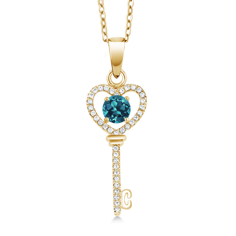 London Blue Topaz - November_Pendant in 925 Yellow Gold Plated Silver