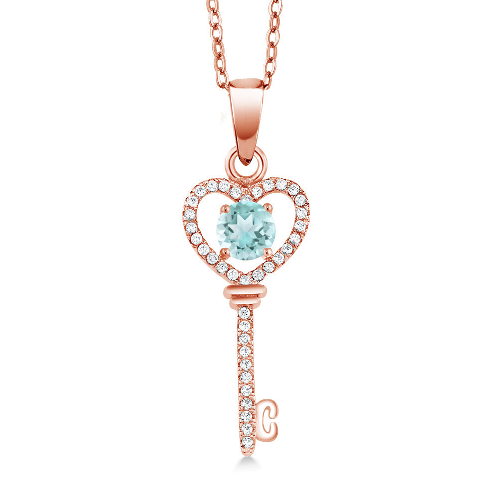 Sky Blue Topaz - November_Pendant in 925 Rose Gold Plated Silver