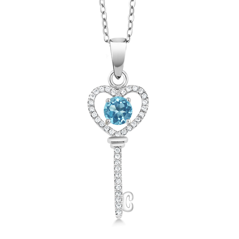 Swiss Blue Topaz - November_Pendant in 925 Sterling Silver